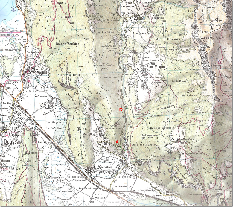 Carte canyon de Montmin